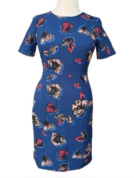 J. Crew Dresses & Skirts - J Crew Blue Floral Midi Dress Office Attire Size 00